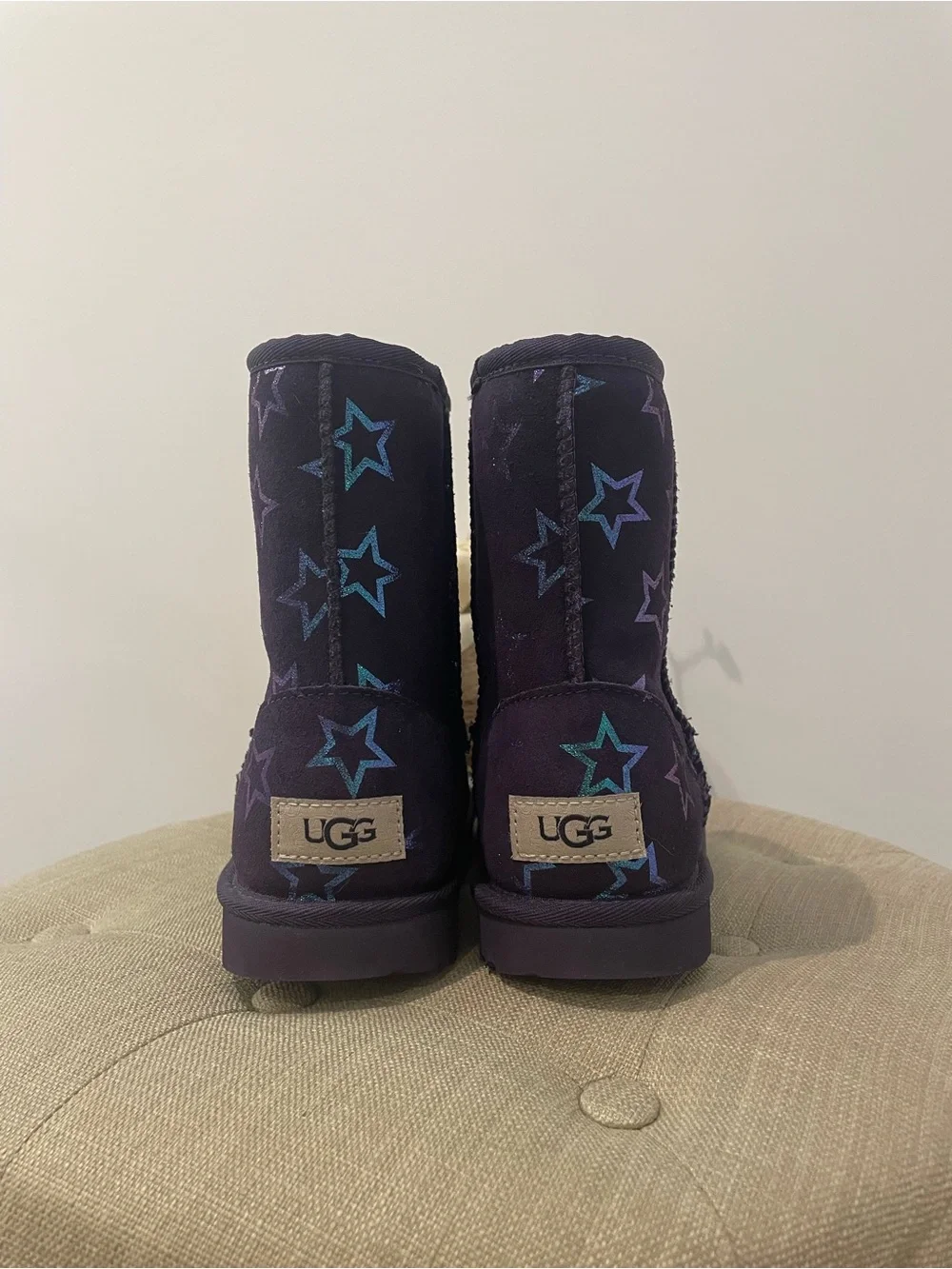 UGG Purple Star-Pattern Kids Fleece Boots